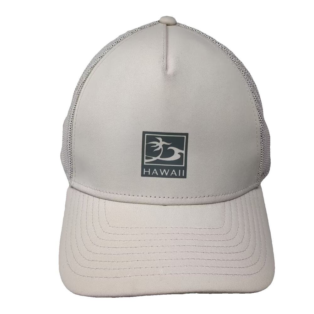 Honolua 5 Panel Beige Gray Hat Size XL Hawaii Surf Mesh Back Stretch Fitted
